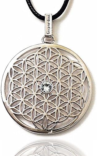 Gepardini flower of Life necklace with SWAROVSKI® crystal, handmade with certificate, polished (silver)