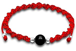 arana's - Bracciale filo rosso del destino con pietra onice - Argento sterling 925 - Amuleto protezione malocchio, buona fortuna - Regali originali per donna, uomo - Bracciale tibetano fatto a mano