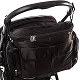 BTR Baby Wickeltasche mit Wickelunterlage, Flaschenhalter & 2 Buggy Clips – Zur Befestigung am Kinderwagen / Buggy. Schwarz - 5