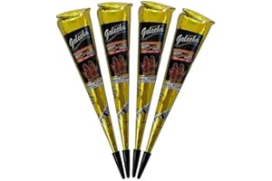 FADEDA Golecha 100% Natural 4x Henna Paste Cones Kegel (schwarz) 1x Sticker FADEDA No Mix, No PPD, 100g (schwarz)