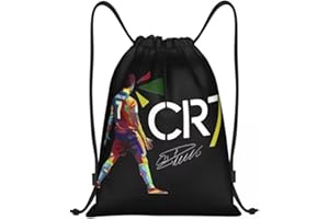 EZB Football Legend Ronaldo CR7 Drawstring Bag | 36x30cm Midi Sized Backpack | Multi-Use: Sports Kits, PE Kits, Gym, Lunch, Holiday, Beach, Soccer Pump Bag | CR7 Colourful Bag