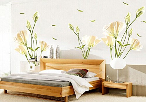 SMART LEGEND Wandsticker Wandtattoo Größe: 60cm*90cm Home Dekoration Aufkleber Wohnzimmer Zuhause Dekoration Lilie Blumen frisch - 2