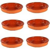 PCMoviles Clay Pots, Set of 6, 14 cm, Terracotta, Enameled, Oven Safe