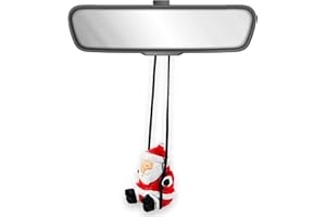 VIPbuy 100% handgefertigte hölzerne Schwung Santa Claus Auto Hanging Ornament - Süße handgeschnitzte bemalte Holz Santa Claus Figur Auto Spiegel Hanging Accessoires Weihnachtsdekoration Geschenke