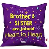 Bhaidooj Happy Diwali Gift Brother Sister Joined Heart to Heart 12X12 Printed PolySatin, Fibre Cushion Festive Memories Diwali Christmas Birthday Anniversary Everyday Gift