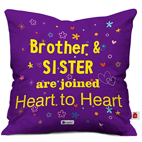 Bhaidooj Happy Diwali Gift Brother Sister Joined Heart to Heart 12X12 Printed PolySatin, Fibre Cushion Festive Memories Diwali Christmas Birthday Anniversary Everyday Gift
