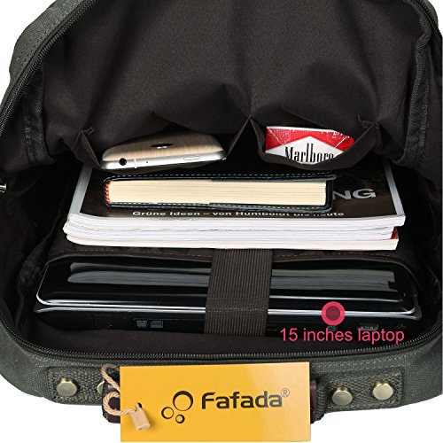 Fafada Rucksack Herren Damen Canvas Retro Schulrucksack Lässige Daypack 15 Zoll Laptop Rucksack Causal Backpack - 7