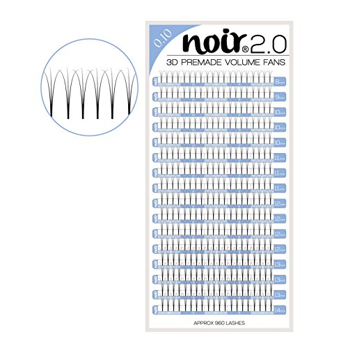 Noir Volume Lashes Pre made Volume Fans 0.10 3D Tray Professional Individual Eyelash Extensions Mink Lashes C curl D curl Mixed Lengths Single Lengths Volume eyelashes / Russian Lashes Extension (Fans 3D D 11mm)