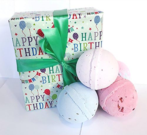 Bath bomb gift box set 4 x 180g extra large jumbo bathbombs - Green Birthday gift wrapped