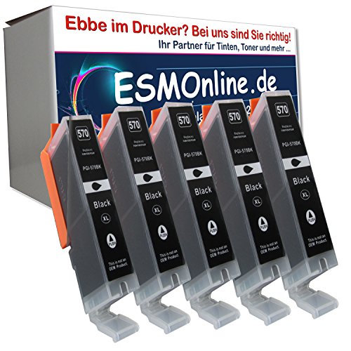 5 komp. XL schwarze Druckerpatronen Ersatz für Canon PGI-570BK XL für Canon Pixma MG 5700 5750 5751 5752 5753 6800 6850 6851 6852 6853 7700 7750 7751 7752 7753