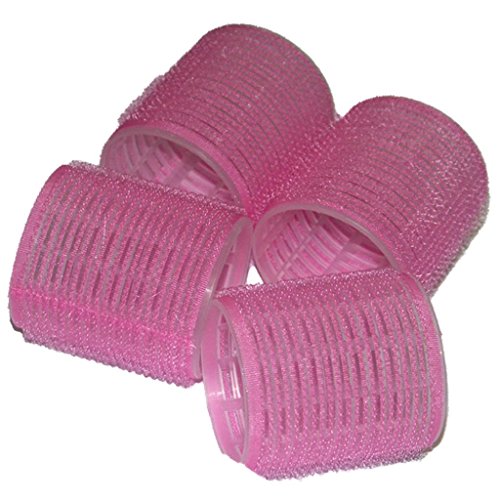 4 EXTRA LARGE PINK SOFT VELCRO PLASTIC FOAM CURLERS STYLING ROLLERS HAIR HAIRDRESSING