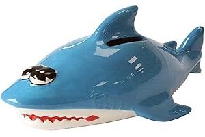 Crockery Critters Money Box from Deluxebase – Shark Piggy Bank. Cute Animal Shaped Coin Holder, Cash Jar and Money Box for Kids and Adults. Fun Money Saving Box, Novelty Gift & Home Decor.