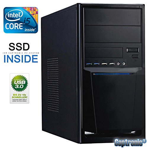 Captronic® (i5-4460-8GB-HD4600-256GB SSD) QuadCore Silent Multimedia Office PC Front USB 3.0 INTEL Core i5-4460 4x 3,20GHz (Turbo bis 3400MHz) Haswell Refresh | KINGSTON 8GB DDR3-1600 | 24x DVD-Brenner | 256GB SSD SATA3 | Intel HD 4600 HDMI/DVI/VGA | 6x USB 3.0 | CardReader | 7.1 Sound | GigabitLAN | Design Gehäuse Schwarz