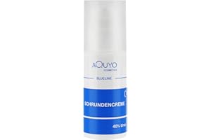 AQUYO COSMETICS Blueline Schrundencreme 40% Urea (100ml), Fußcreme zum Hornhaut entfernen, Creme für rissige Fersen und Füße, zur Behandlung von Schrunden (Rhagaden) an Händen, Ellenbogen oder Füßen