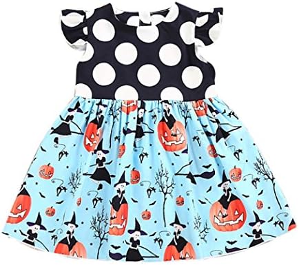 Girls Dresses, SHOBDW Toddler Kids Baby Girls Fashion Halloween Pumpkin Cartoon Princess Outfits Clothes Dress (1-2 Years, Blue)
