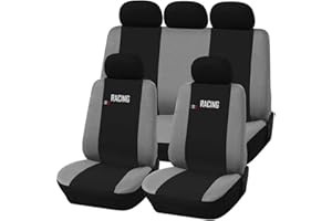 Susy Shop Coprisedili auto universali Made in Italy - Racing - schienali posteriori con 2 zip - airbag compatibili (Nero/Grigio chiaro AP)