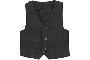 IEFIEL Gentilhomme Vêtement Garçons Gilet Habillé sans Manches Garçon Chemise Gilet Veste Vestons de Cérémonie Col V pour Garçon Prince Costume Cosplay 3-16 Ans
