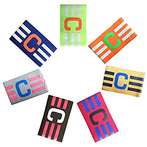 Adesugata Fußball Captain Armband,Fußball Elastic Armband, Klettverschluss für verstellbare Größe, geeignet für mehrere Sportarten wie Fußball & Rugby (7 Stück)