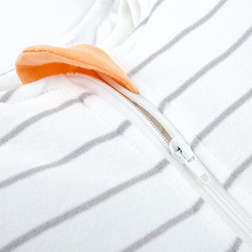 Ganzjahres Baby-Schlafsack 2-teilig – Langarm-Innensack & gefütterter Außensack | Temperaturen von 15 bis 30°C | Streifen Beige Schäfchen | Birnenform ohne störende Rücken-Nähte (1-12 Monate) - 5