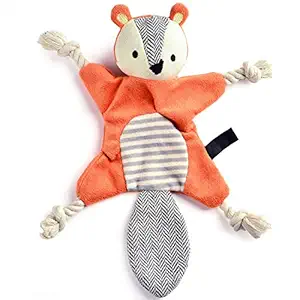 EETOYS Stuffless Dog Toys for Puppy, Crinkle Squeaky Dog Chew Toys Squirrel Plush Dog Toy with Rope Knots for Small Dogs