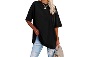 Ebifin Damen Oversize T Shirt Rundhals Kurzärmeliges Tops Casual Lockere Basic Sommer Tee Shirts Bluse.