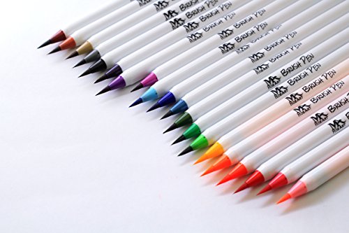 Pinselstift-Set – 20 Farben – weiche flexible Echtpinsel-Spitze, langlebig, Wasserfarben-Effekt, Aquarell – Ideal für Malbücher, Manga, Comic, Kalligrafie, duale Stärke, MozArt Supplies - 2