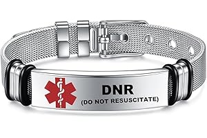MEDICAL ID ME Pulseras de identificación de alerta médica, acero inoxidable plateado, anticoagulante ajustable para diabetes y epilepsia