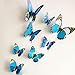 12 Pieces 3D Butterfly Stickrs Fashion Design DIY Wall Decoration House Decoration Babyroom Decoration-BLUE