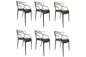 PALUPLUS 6 Sedie da Giardino Modello Twist con Schienale Intrecciato, Misura 53x52x81 cm, Sedie in Polipropilene con Seduta Ergonomica, Design Moderno, per Interno ed Esterno -7759F (Nero)