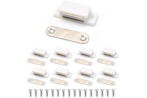 LOCKIMO Calamita Porta, Chiusure Magnetica per Armadietti, Mobili, Cassetti Chiusura Magnetica con Calamita per Ante e Credenze (8 Pezzi, Bianco)
