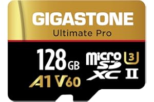[Recuperación de Datos Gratuita de 5 años] GIGASTONE 128 GB Micro SD Card Ultimate Pro, Tarjeta de Memoria MicroSDXC para cámara, R/W hasta 280/100 MB/s, UHS-II U3 A1 V60 C10, con Adaptador