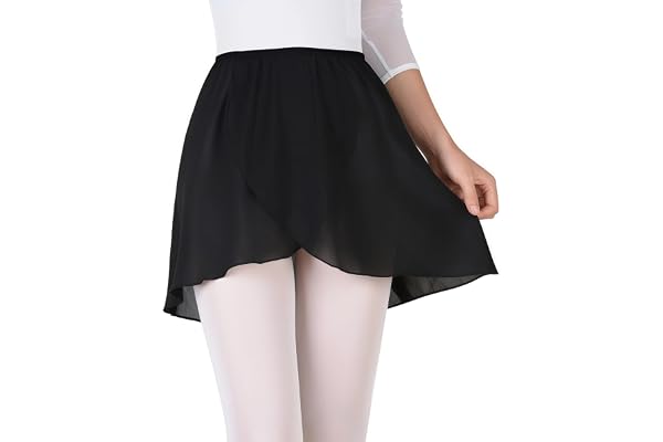 Bezioner Jupe de Ballet Danse Portefeuille en Mousseline pour Enfants Femme avec Ceinture Cravate