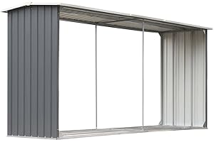 vidaXL Abri Stockage Bois Acier Galvanisé 330x92x153cm Gris Jardin Porte-bûche