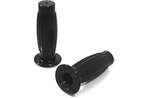 ALCHEMY PARTS Black Barrel Style Hand Grips fits 7/8" 22mm Motorbike Motorcycle Bars - Cafe Racers & Street Scramblers