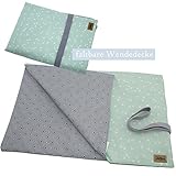 Wickelunterlage für unterwegs, Wickelauflage Wickeltuch mit Wendedesign Farbe: square mint ❤ SmukkeDesign NEU - 2