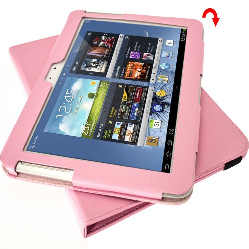 igadgitz Pink Rosa 360° Rotierende Abnehmbare PU Leder Tasche Schutz Hülle Schutzhülle Ledertasche Lederetui Etui Case Cover für Samsung Galaxy Note 10.1 N8000 WiFi 3G Android Tablet + Display Schutzfolie - 8