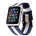 Produktbild Apple Watch Armband für Apple-Watch Serie 1/2/3 | Für 42mm Apple Watch & 38mm Apple Watch inkl. Edelstahl-Adapter (42mm Band in Blau-Weiß-Blau inkl. schwarzem Adapter)