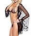 Produktbild ABsoar Negligees Damen Mode Dessous Bikini 3PC Set Frauen Mode Kimono Morgenmantel Babydoll Lace Bademantel Set Dessous Bikini-Oberteil mit Bikinihose Lingeries Set