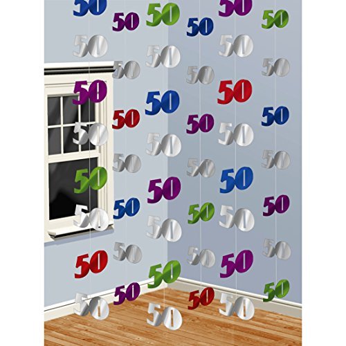 50ter Geburtstag Girlande Zahlen 10 x 7 cm, Länge 200 cm Raumdeko Jubiläum Geburtstags Ketten Geburtstagsdeko 50 Geburtstagsdekoration