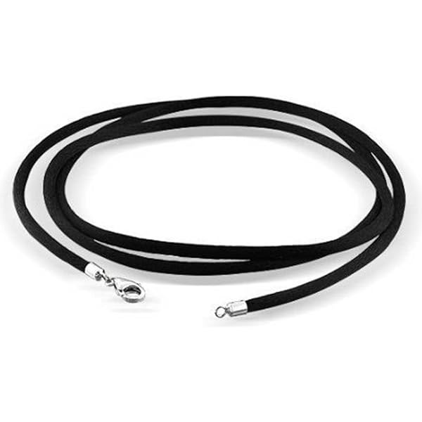 Findout Handgemaakte 2mm Zwarte Zijde Koord Ketting Voor Vrouwen Met 925 Sterling Zilver Kreeft Sluiting Hyponic Dunne Gladde Zachte Touw Ketting Voor Vrouwen Meisje Jongen, 20 in, Zilver, Geen