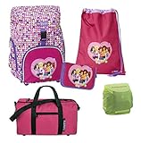 Der leichte Schul-Rucksack hat ein geringes Eigengewicht von 950 Gramm und ein Volumen von 19 Liter; Material: 100% Polyester; Ausgestattet mit einem verstellbaren Gurtsystem, atmungsaktiver Rückenpolsterung, Brust-Gurt, Polsterträger, Vortasche und Seitentaschen für Flasche etc.