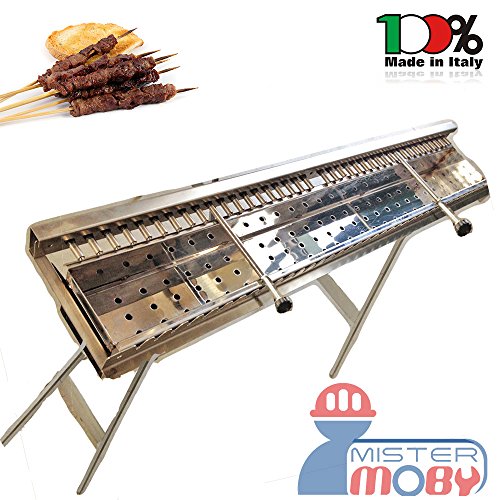 Mistermoby Fornacella Inox Ruota Gira Spiedini Manuale Da 37 Arrosticini Doppia Rotazione Indipendente Prezzo Incredibile!