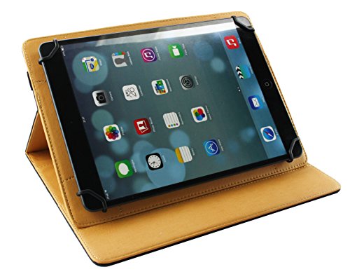 Emartbuy® Alcatel OneTouch Pixi 3 10 Zoll Tablet Universal ( 9 – 10 Zoll ) Schwarz Premium PU Leder Multi-Angle Exekutive Folio Geldbörse Tasche Hülle Tan Innenraum mit Kartensteckplätze + Schwarz Eingabestift - 5