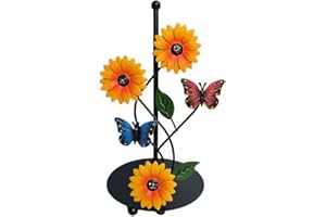 LVYXON Charmanter Sonnenblumen-Papierhandtuchhalter mit stabiler Eisenbasis für Küche, Esszimmer und Wohnzimmer, entworfen für bequemen Zugang und einfache Reinigung (Der Schmetterling)