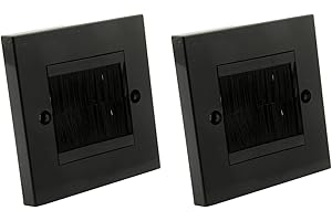 Bamyli 2 Pieces Brush Wall Plate, Cable Brush Plate, Outlet Wall Plate, Cable Entry Cover, Cable Hiders for Wall, for Decorate Wall (Black)