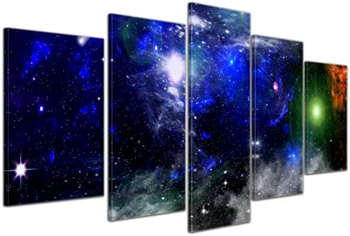 Bilderdepot24 Wall Art - Canvas Picture Galaxy - 39.37 inch x 19.69 inch 5 pieces - Gallery wrapped, directly from the manufacturer
