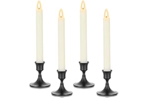 Romadedi Porta Candele Candelabro Nero - Portacandele Candelabri Candelieri Ferro per Tavolo, Candele Coniche, Decorazioni Casa Matrimonio Avvento Natalizie Halloween Regalo Feste, 7.5cm Set of 4