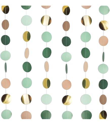 Decorazioni Compleanno Verde Salvia E Rosa Oro – Kit Con Pompon, Lanterne E Striscione Per Festa Elegante