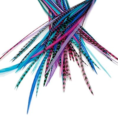 One Fine Day Feathers 25 extensions de véritables plumes pour cheveux : courtes et fines, 18-23 cm avec des anneaux et une boucle.