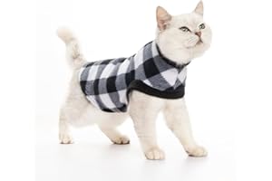 EXPAWLORER Classic Plaid Hund Hoodie Katze Sweatshirt Warm Fleece Weich Weste für Katzen Welpen Kleine Tiere Schwarz Medium